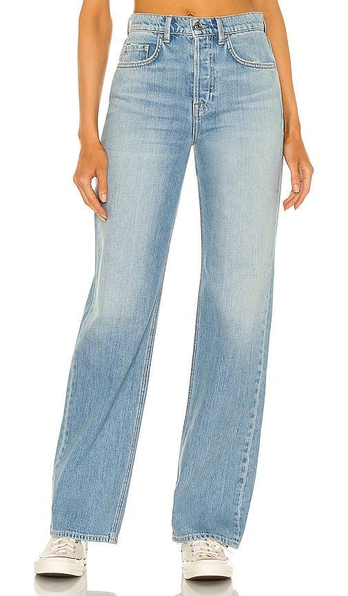 GRLFRND Brooklyn High Rise Straight in Blue. Size 23, 24, 25, 26, 27, 29, 30, 31, 32. Product Image