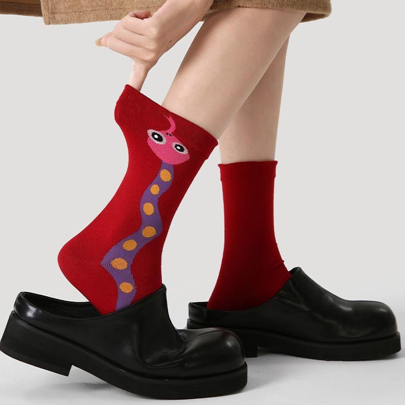 Set of 3 Pairs: Snake Print Crew Socks Product Image