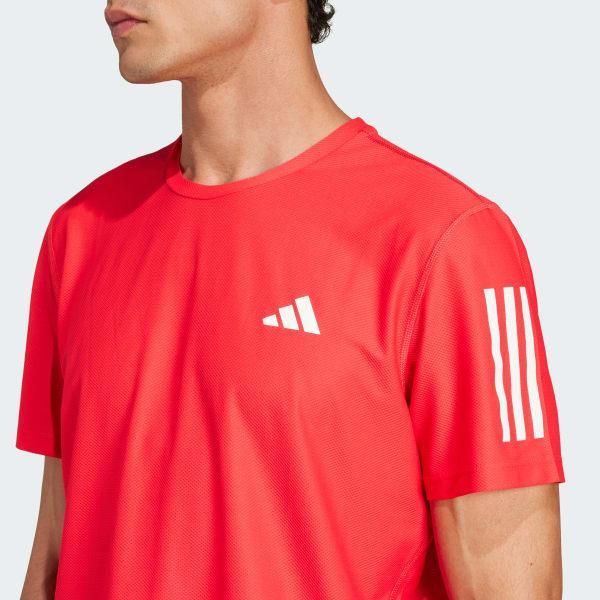 Mens adidas Own The Run Short Sleeve Tee Aurora Red Product Image