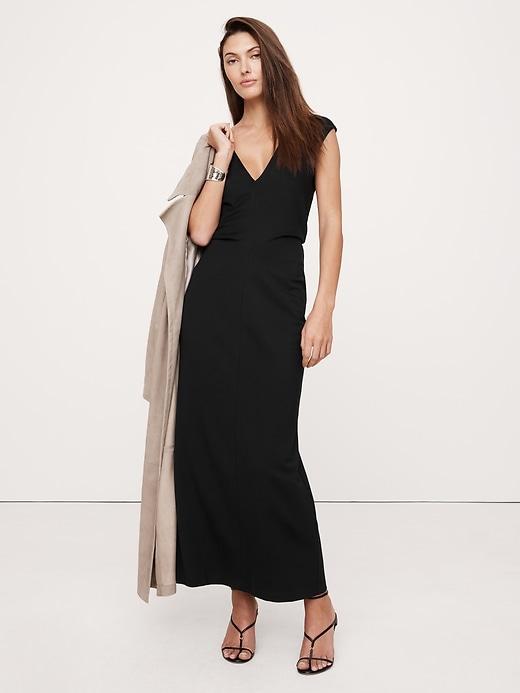 Lightweight Ponte Bias-Cut Maxi Dress Product Image