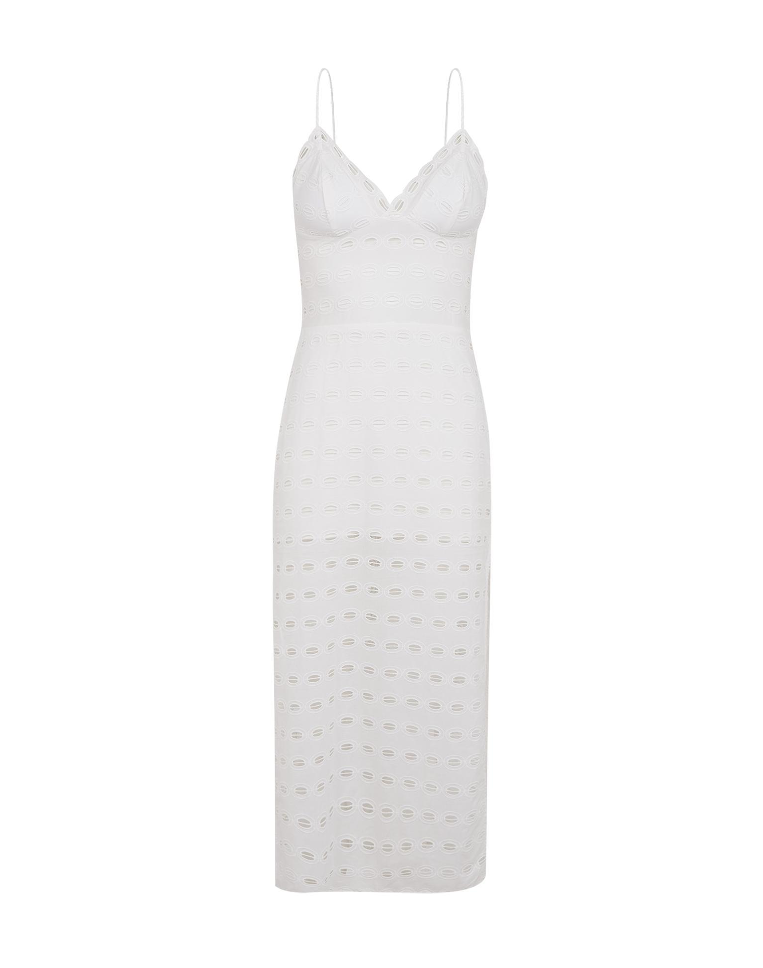 Eyelet Raya Midi Dress - Off White Product Image