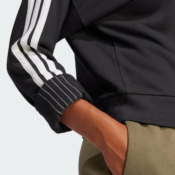 adidas Essentials 3-Stripes French Terry V-neck Sweatshirt Clear Pink M Womens Product Image