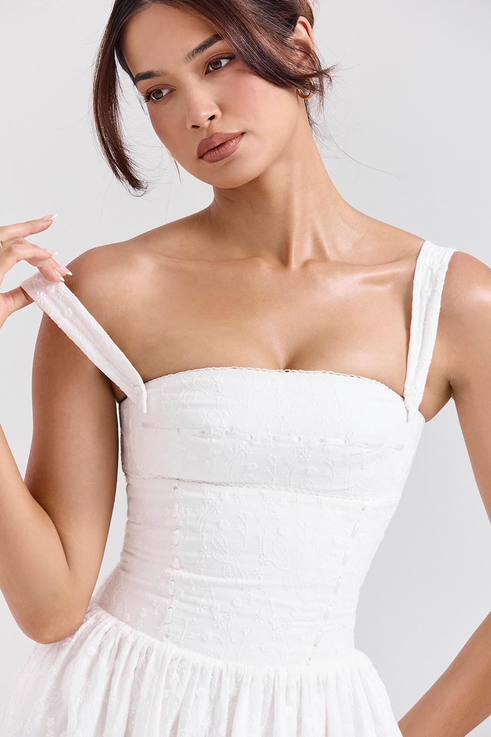 Vivien White Broderie Anglais Midi Sundress Product Image