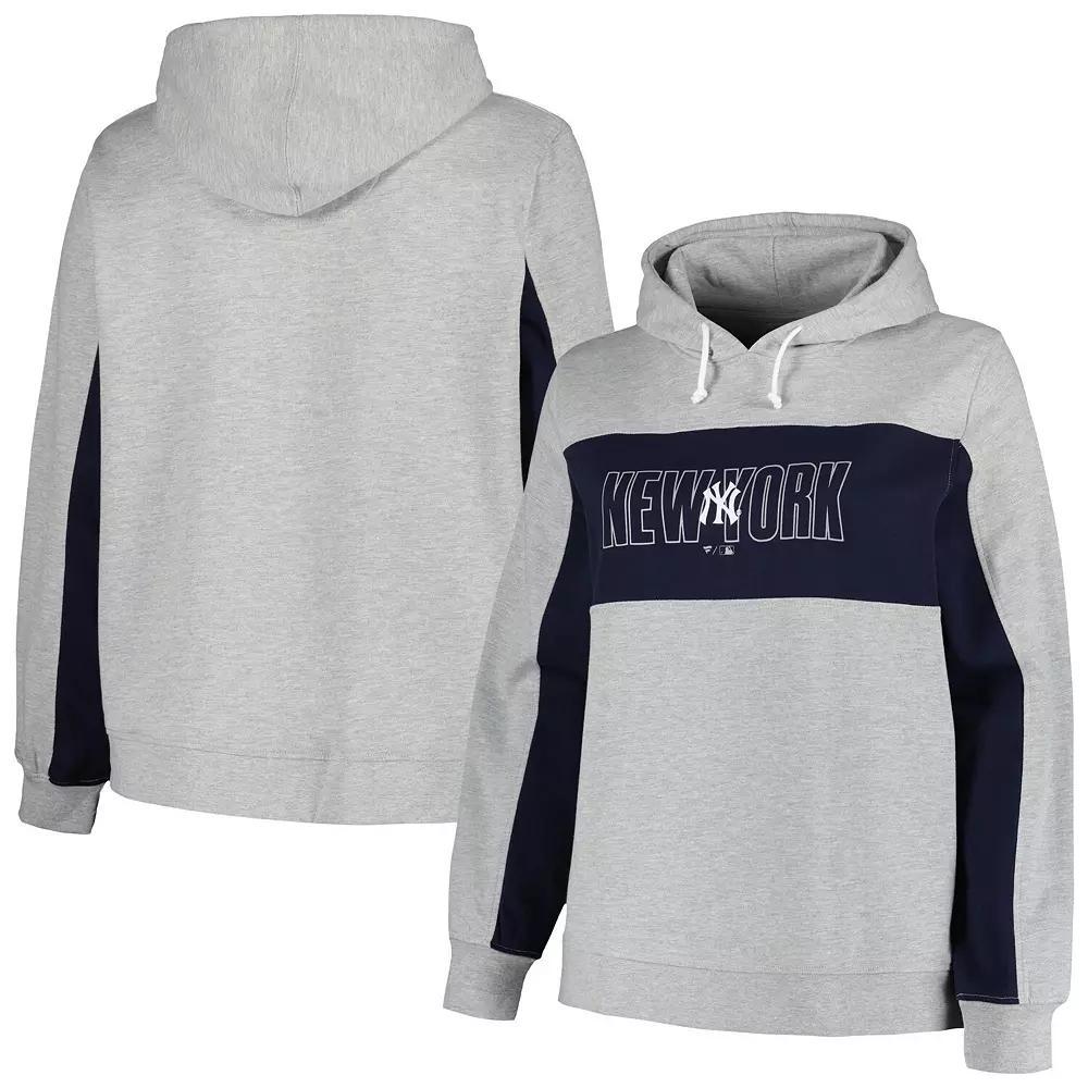 Women's Profile Heather Gray New York Yankees Plus Size Pullover Jersey Hoodie, Size: 1XL, Grey Product Image