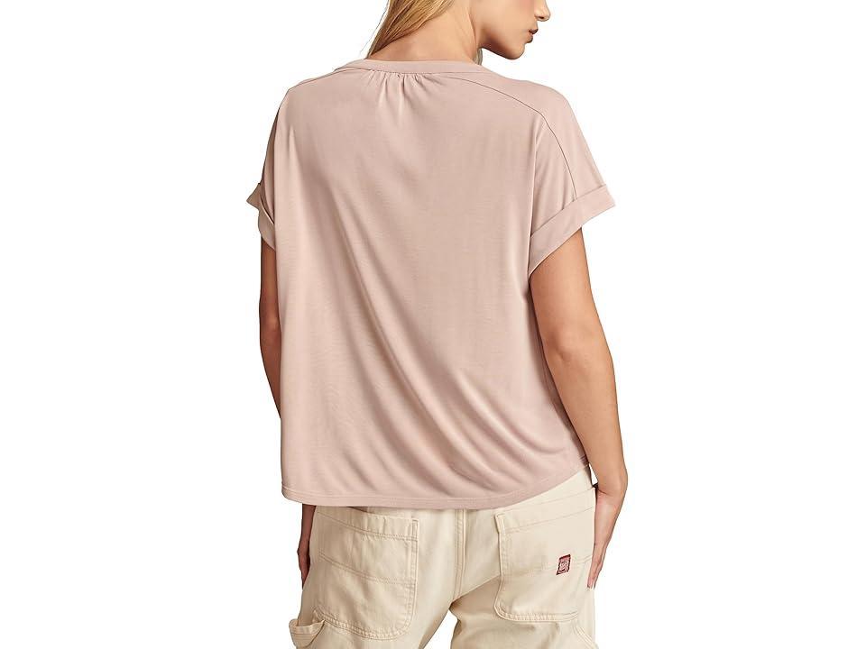 Lucky Brand Sandwash Short Sleeve Button Front Top (Rose Dust) Women's Clothing Product Image