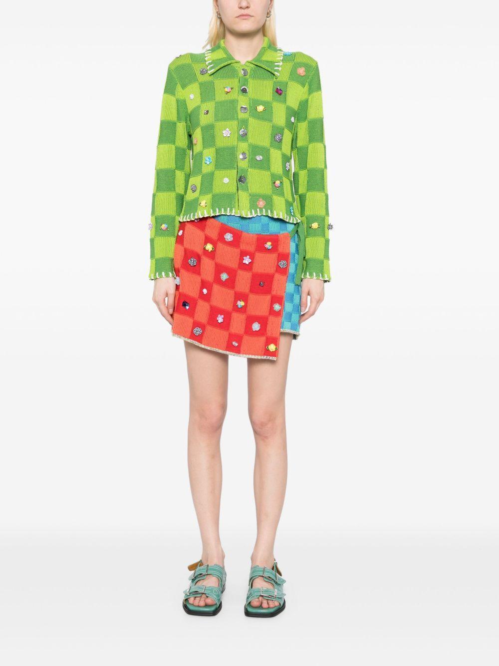 embellished check wrap mini skirt Product Image