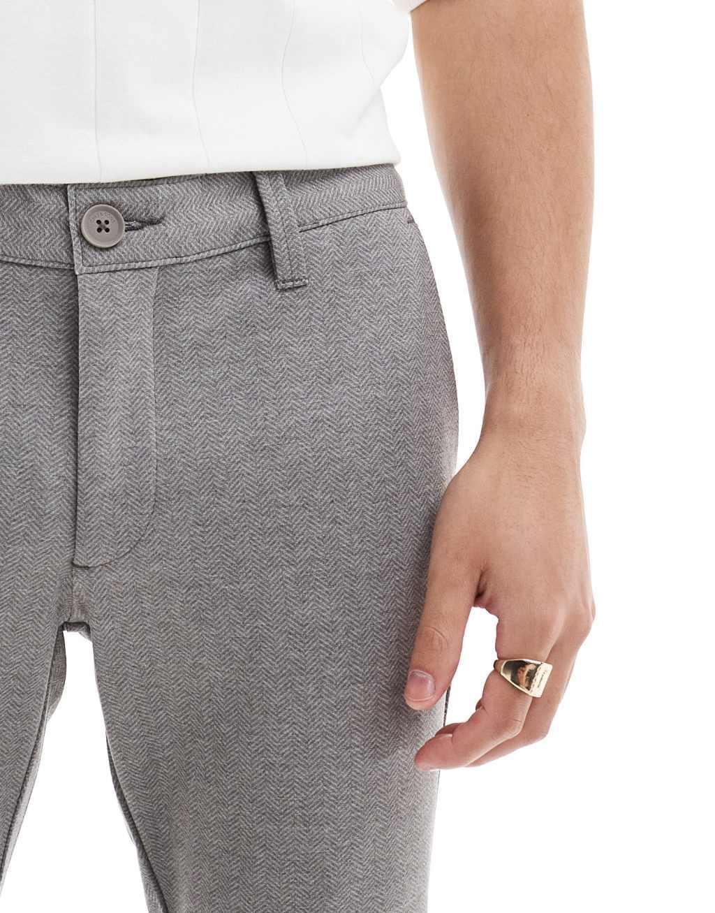 Only & Sons smart tapered fit pants in light gray Product Image