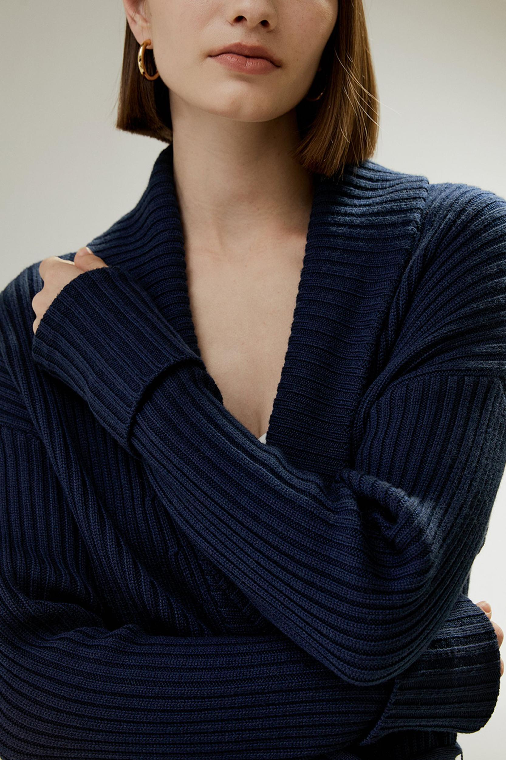 Merino Wool Shawl Collar Cardigan Product Image