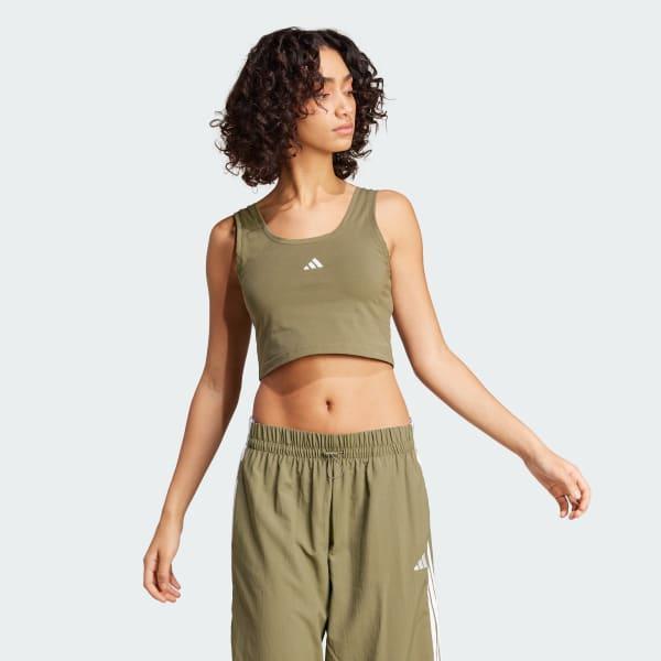 Womens adidas Essentials Small Logo Slim-Fit Sportswear Tank Top Green Strata White Product Image