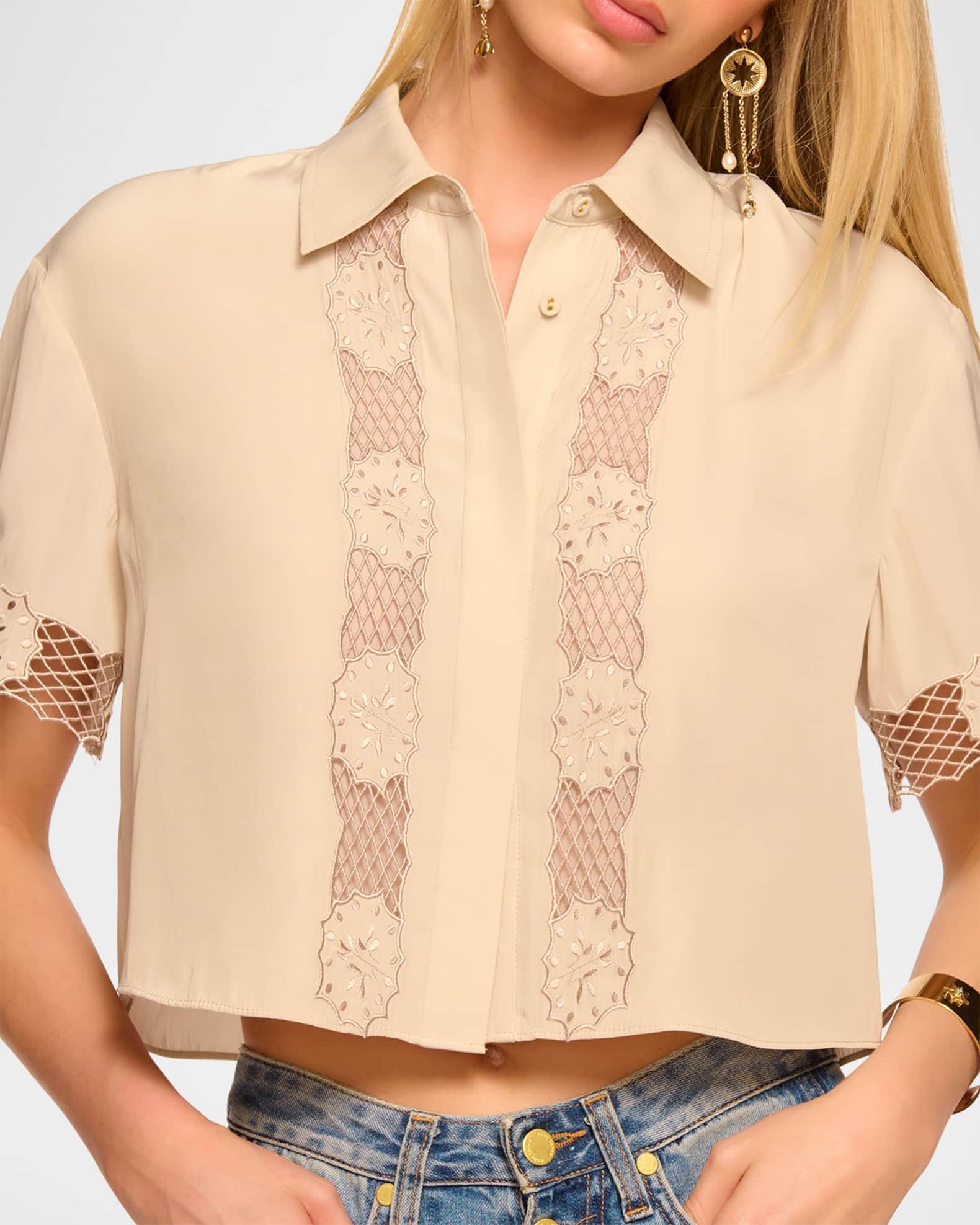 Tania Embroidered Button-Front Top Product Image