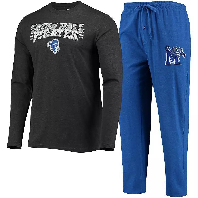 Men's Concepts Sport Blue/Heathered Charcoal Seton Hall Pirates Meter Long Sleeve T-Shirt & Pants Sleep Set, Size: 3XL Product Image