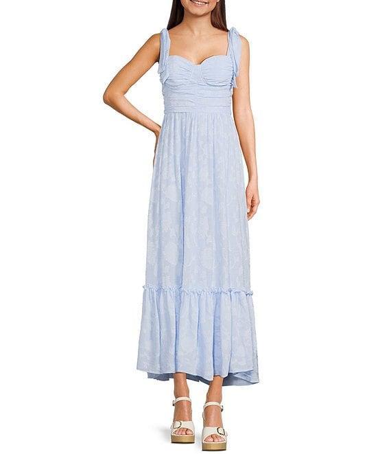 B. Darlin Sweetheart Neck Tie Shoulder Shirred Bustier Ruffle Hem Dress Product Image