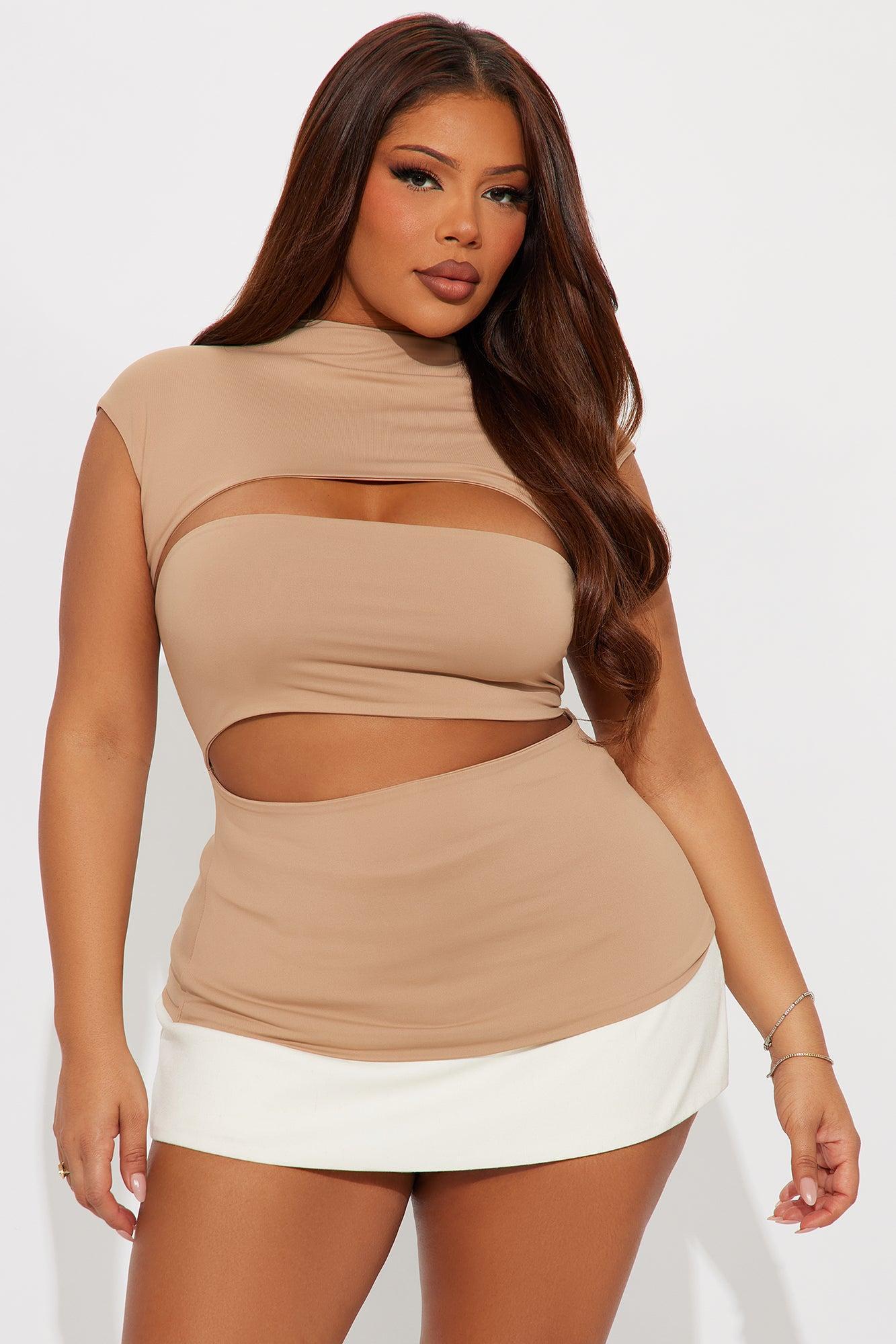 Flyn Double Lined Short Sleeve Top - Mocha Product Image