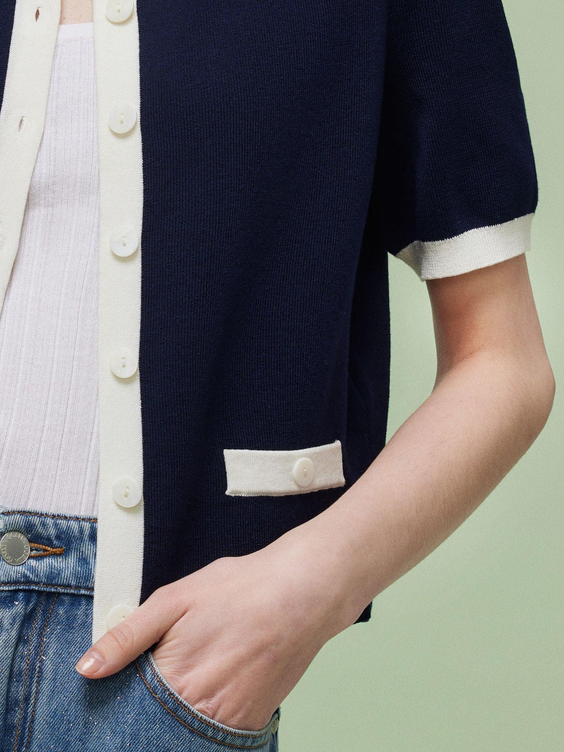 Lyocell Blend Contrast Trim Women Cardigan Product Image