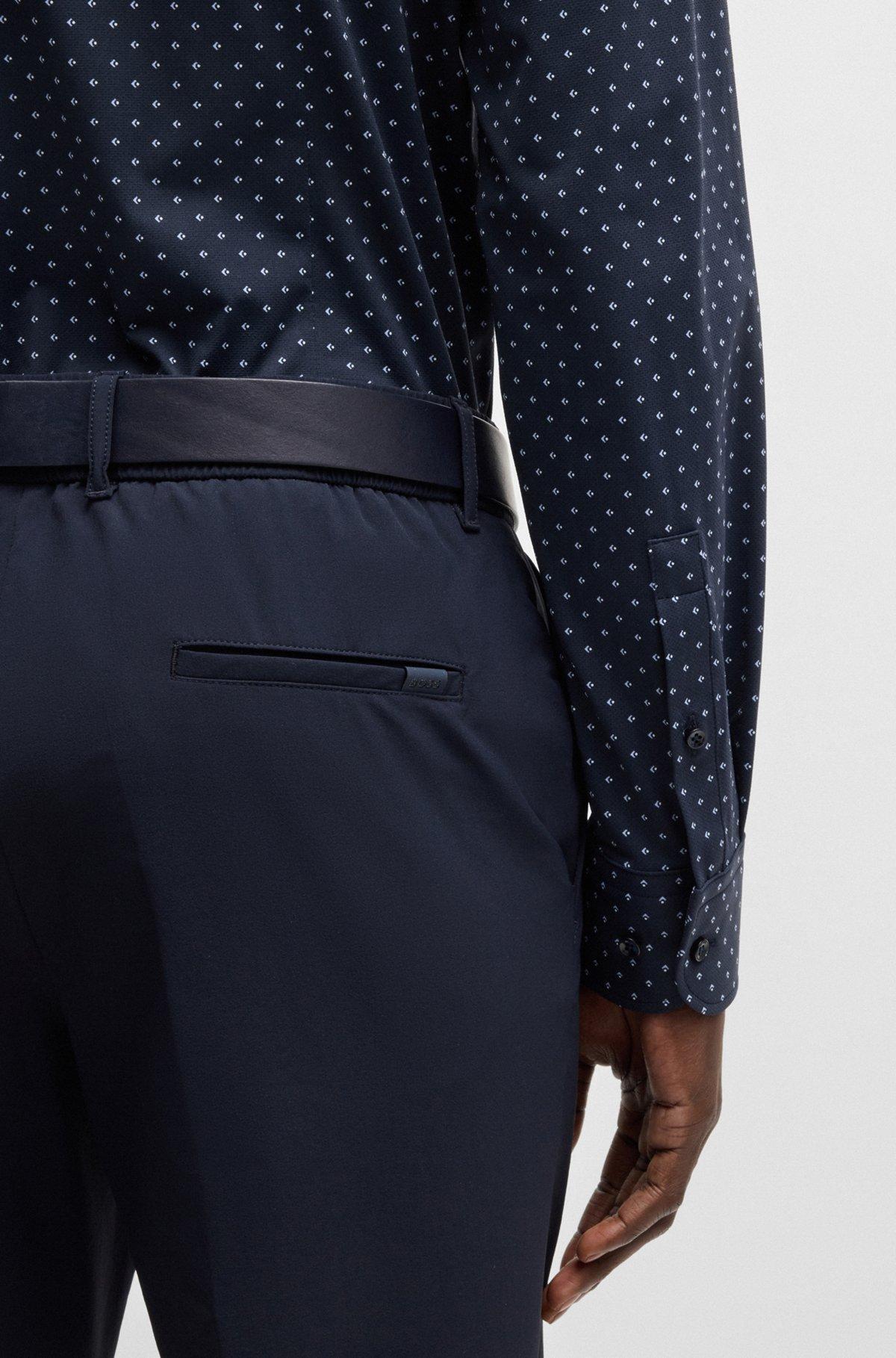 Slim-fit shirt in geometric-print performance-stretch fabric Product Image