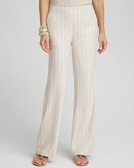 Linen Blend Stripe Flare Leg Pants Product Image