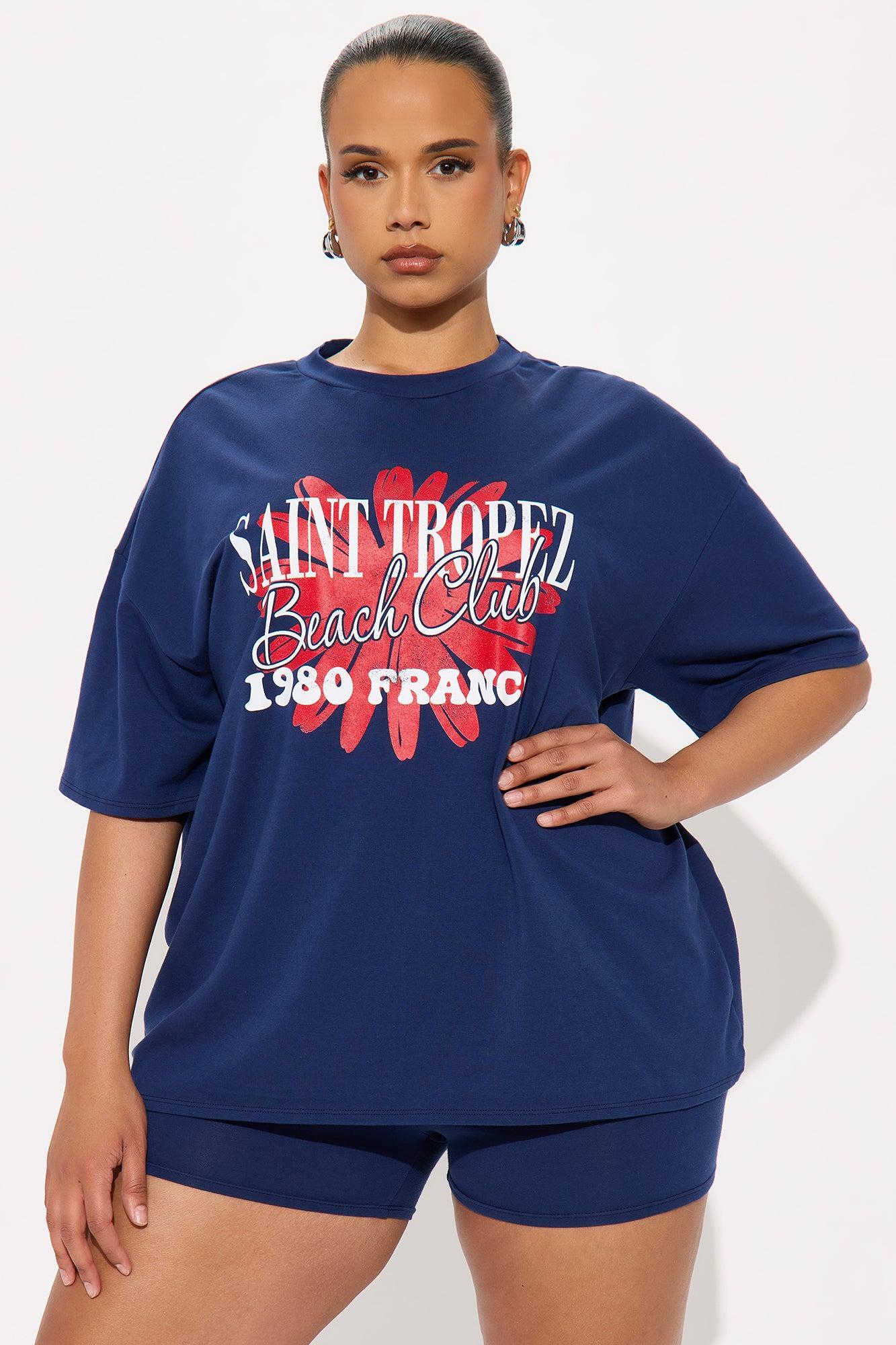 St. Tropez Beach Club Oversize  Short Set - Navy Product Image