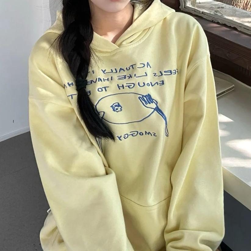 V-Neck Print Hoodie Product Image