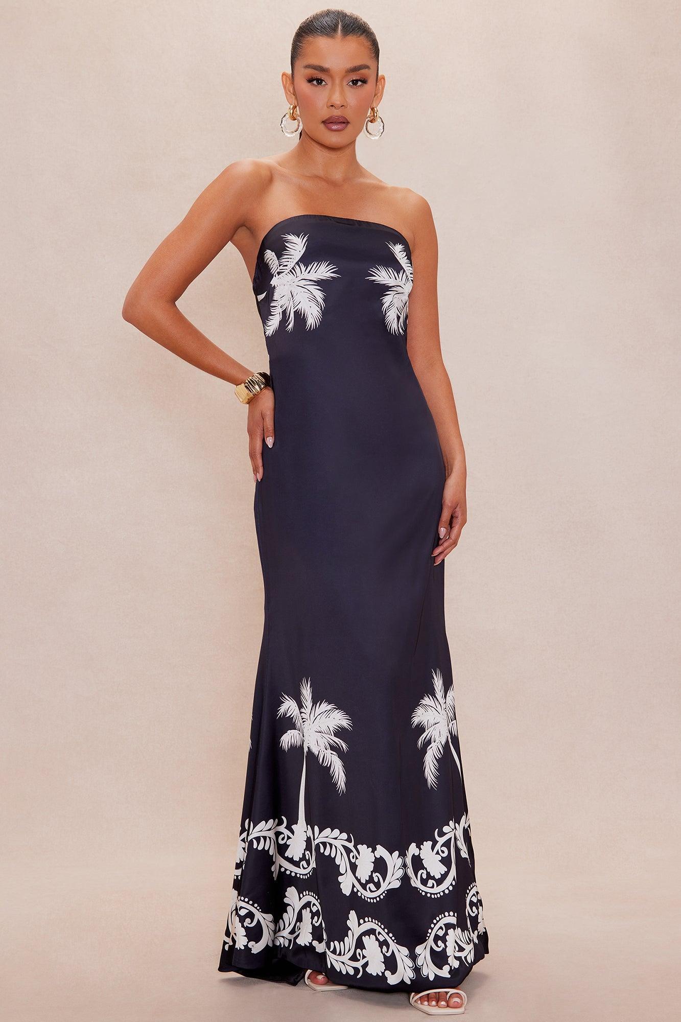 Kali Satin Maxi Dress - Black/combo Product Image