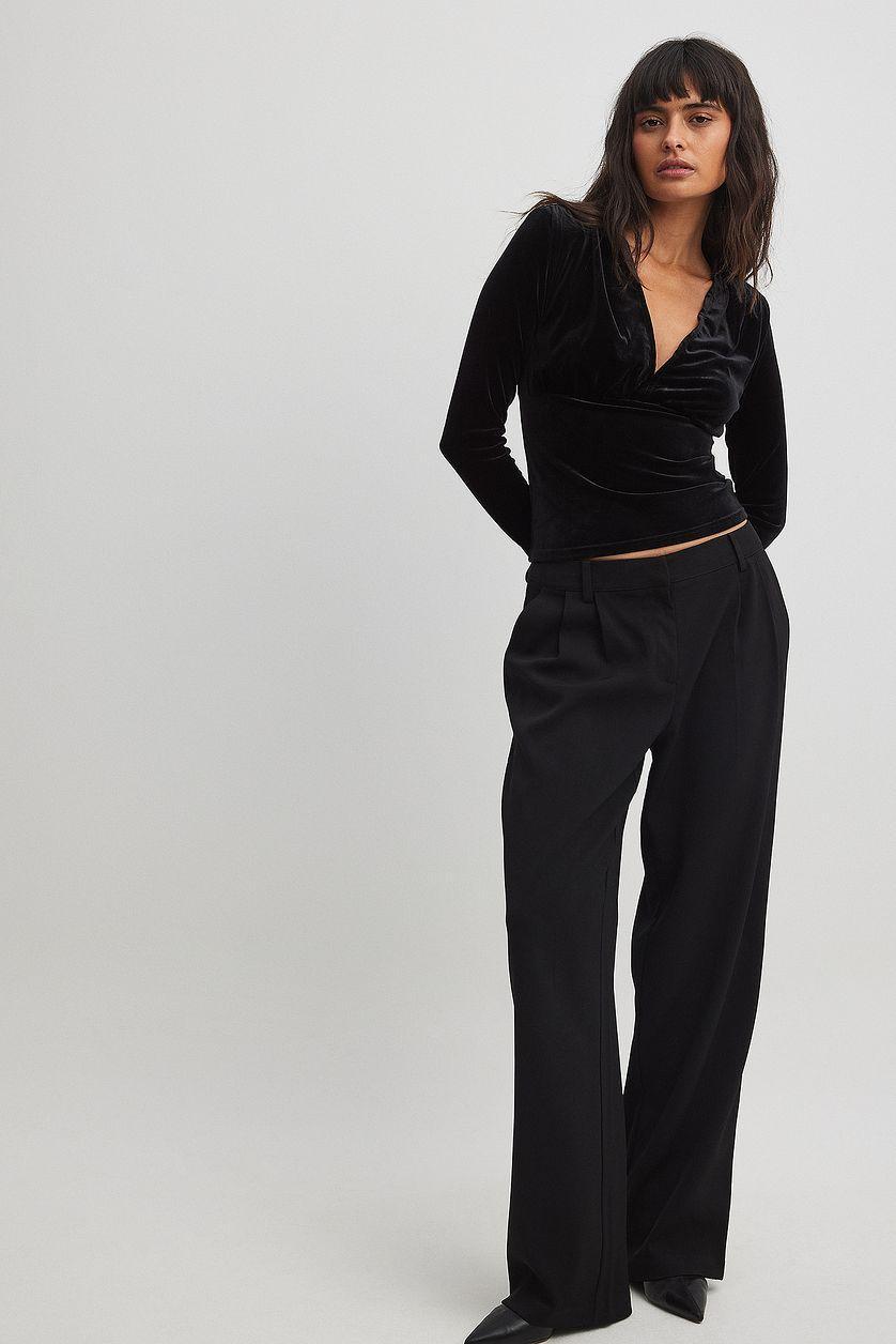 Sharp Shoulder Velvet Top Product Image