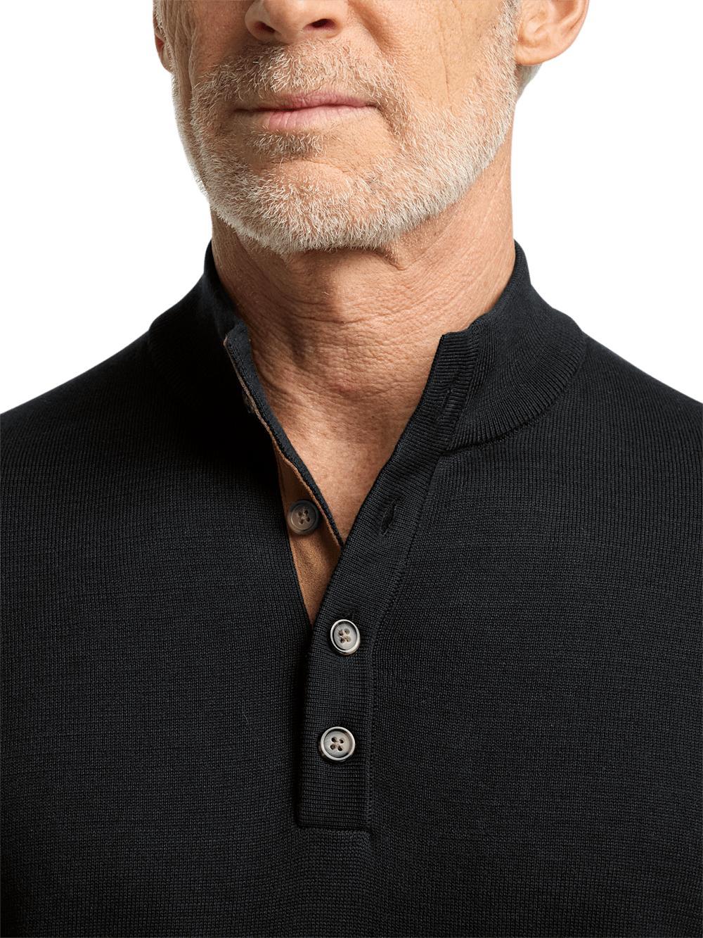 Supima Cotton Four Button Mock Neck Sweater - Plum Product Image