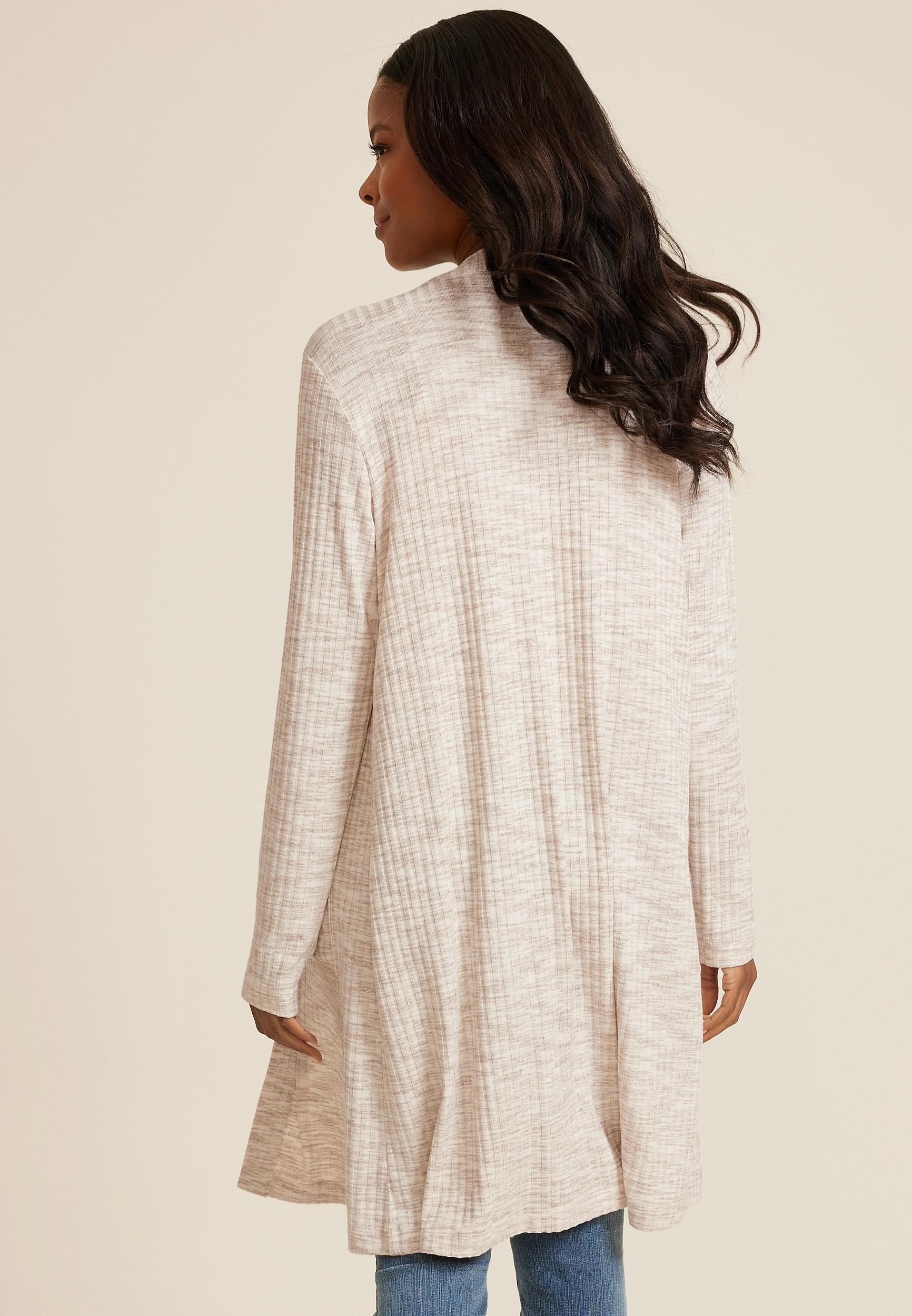 Maurices Womens Rib Knit Duster Cardigan Beige Size X Small Product Image