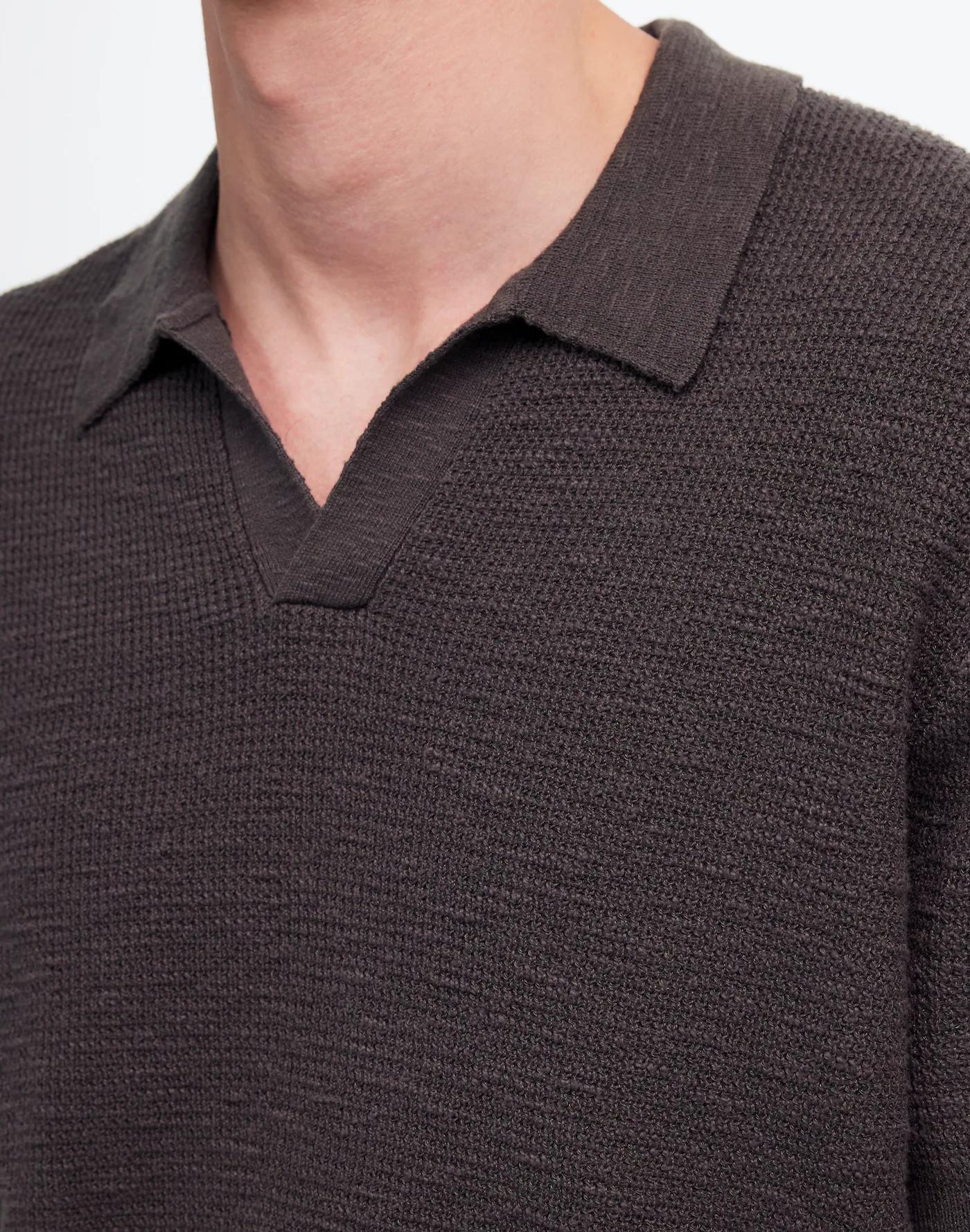 Waffle-Knit Johnny-Collar Sweater Polo Product Image