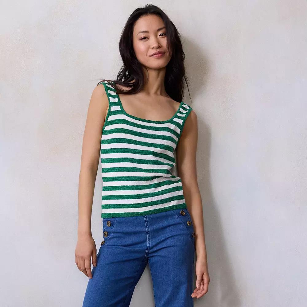 Women's LC Lauren Conrad Sweater Tank Top, Size: Small, Green Chandail Stripe Product Image