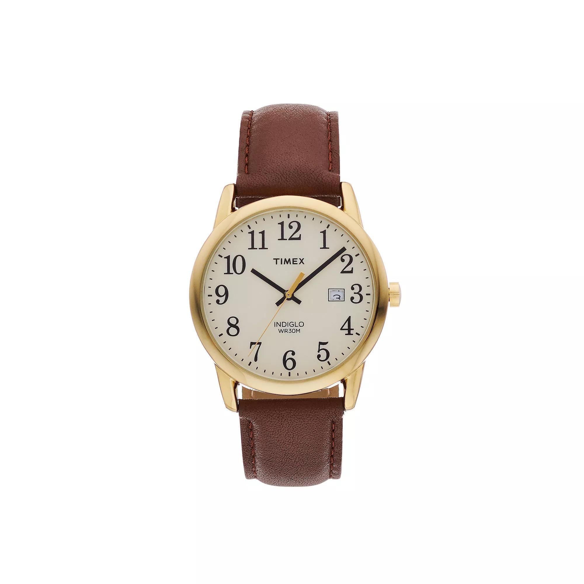 Timex® Men's Easy Reader Leather Watch - TW2P75800JT, Size: Medium, Brown Product Image