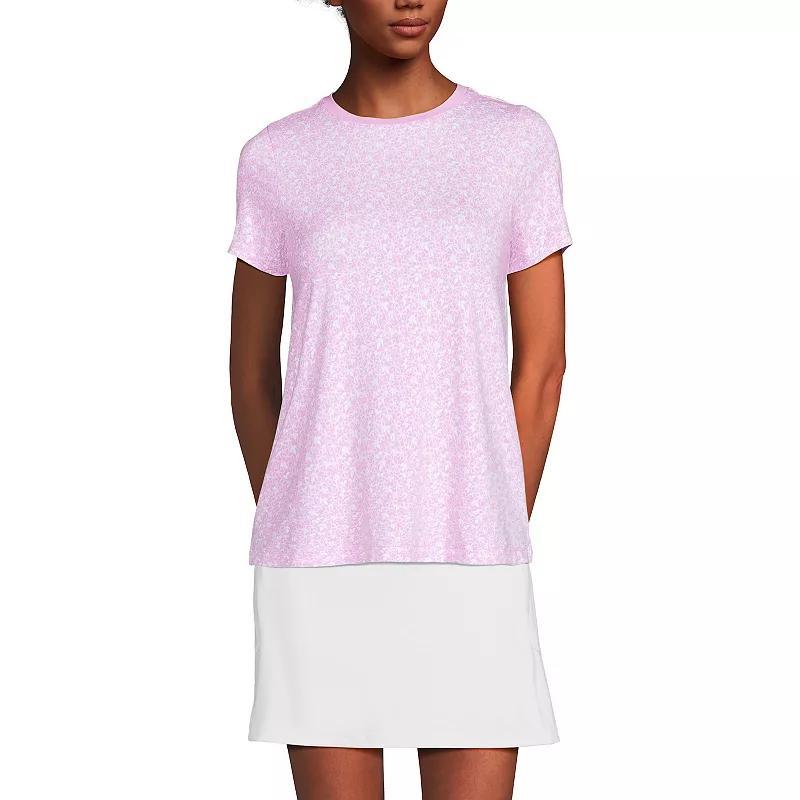 Women's Lands' End Power Performance Short Sleeve Crewneck T-Shirt, Size: Small, Purple Phlox Floral Product Image