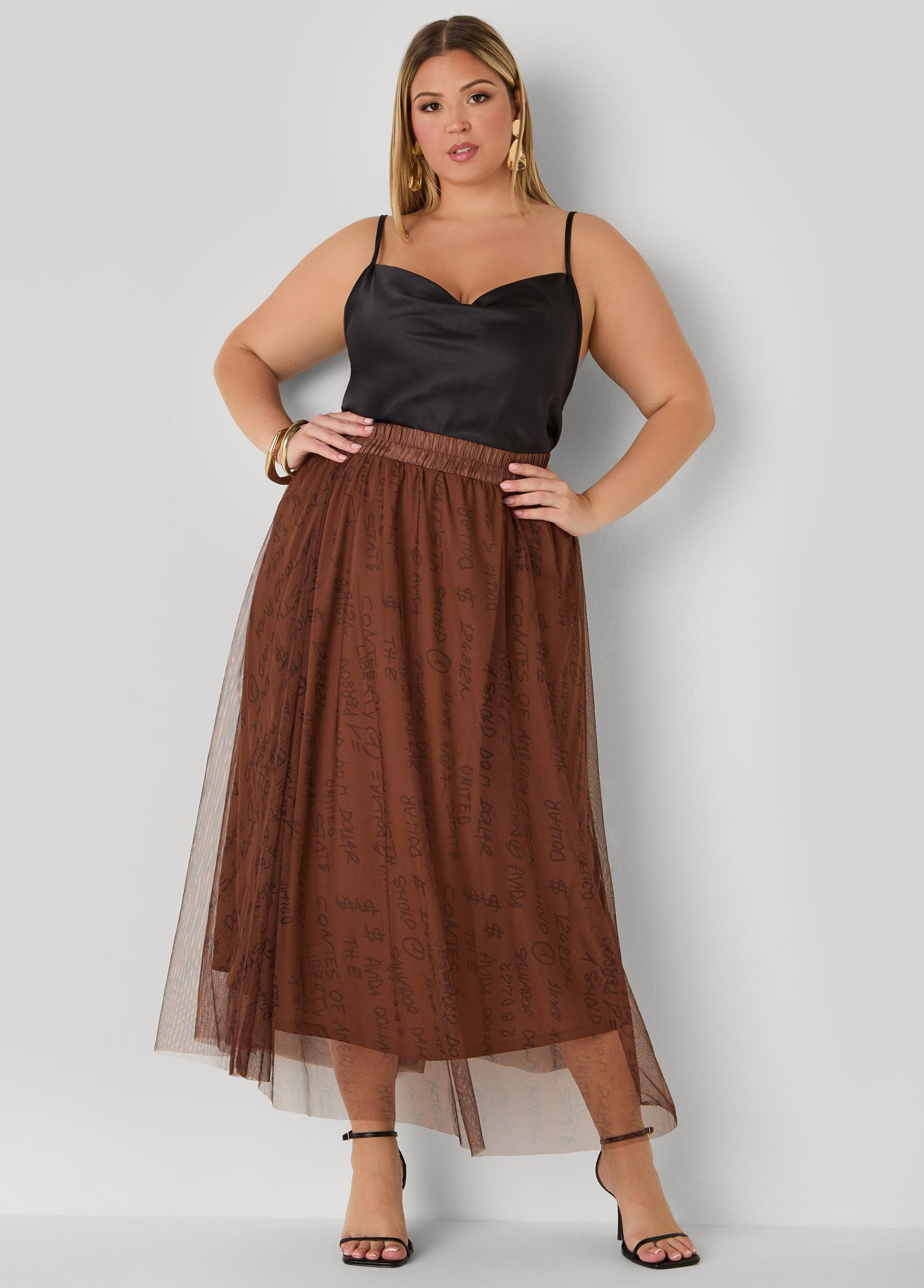 Printed Mesh Maxi Skirt Product Image