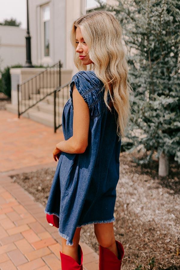 Hayride Honey Denim Mini Dress in Dark Wash Product Image
