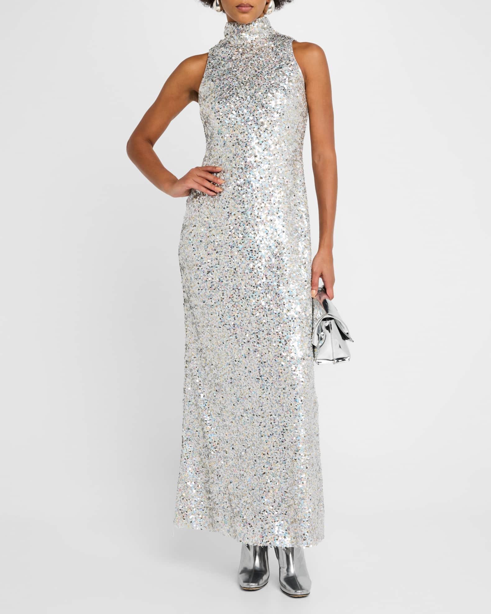 Sculpty High-Neck Sequined Dress Product Image