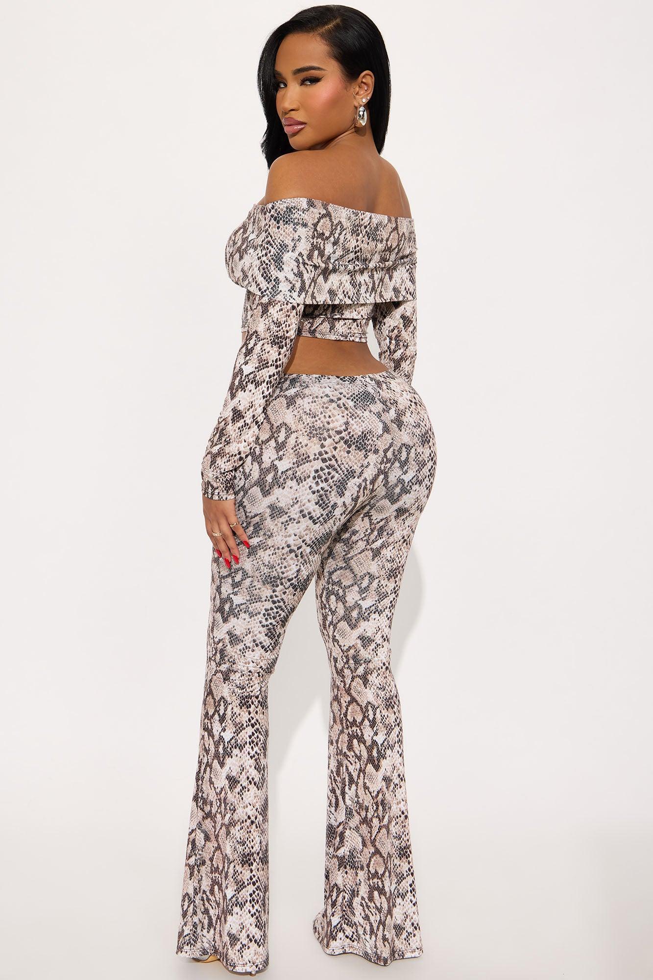 Sylvia Off Shoulder Embellished Snake Pant Set - Black/combo Product Image