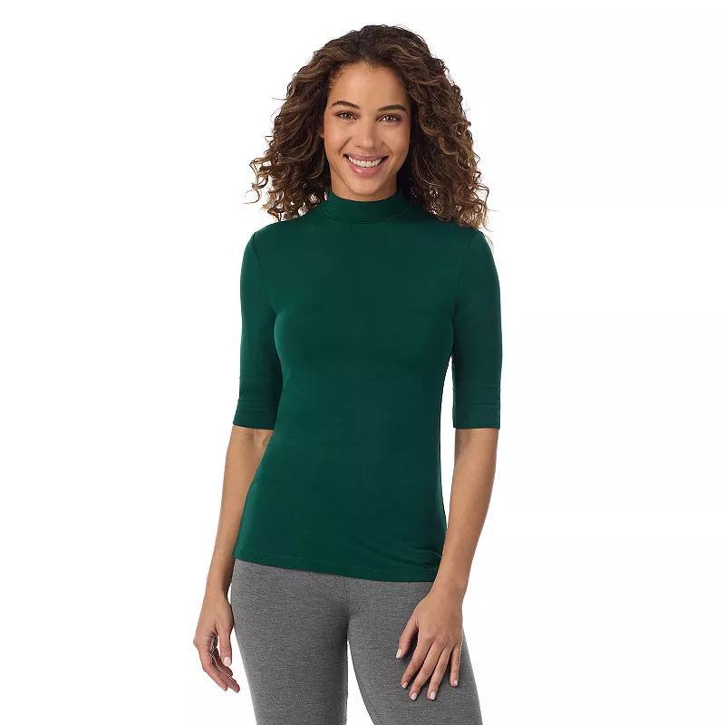 Women's Cuddl Duds® Softwear with Stretch Elbow Sleeve Mockneck Top, Size: Small, Black Product Image