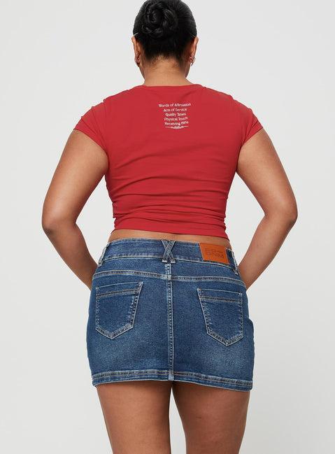 Faya Low Rise Denim Mini Skirt Dark Blue Product Image