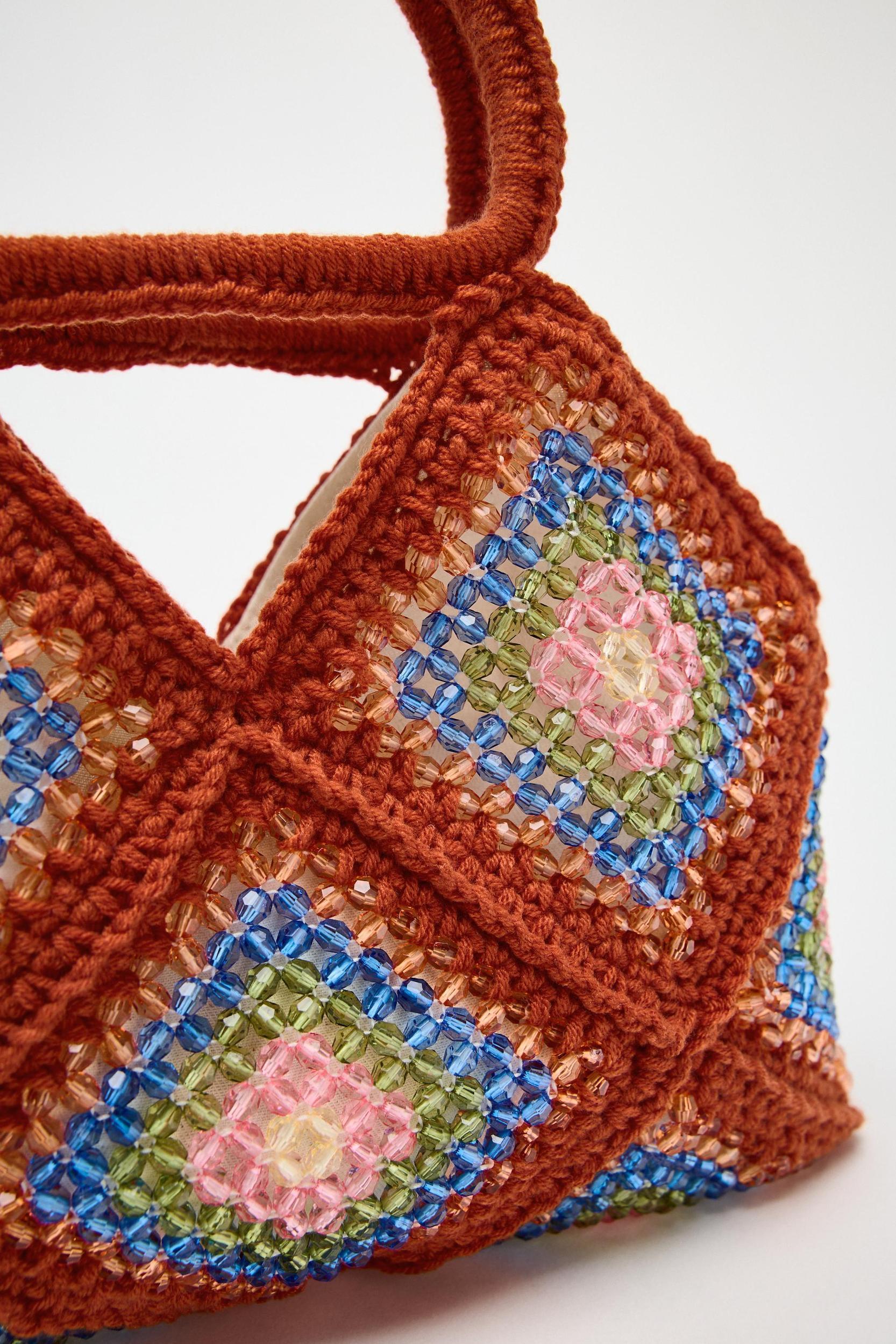 BEADED CROCHET MINI BUCKET BAG Product Image