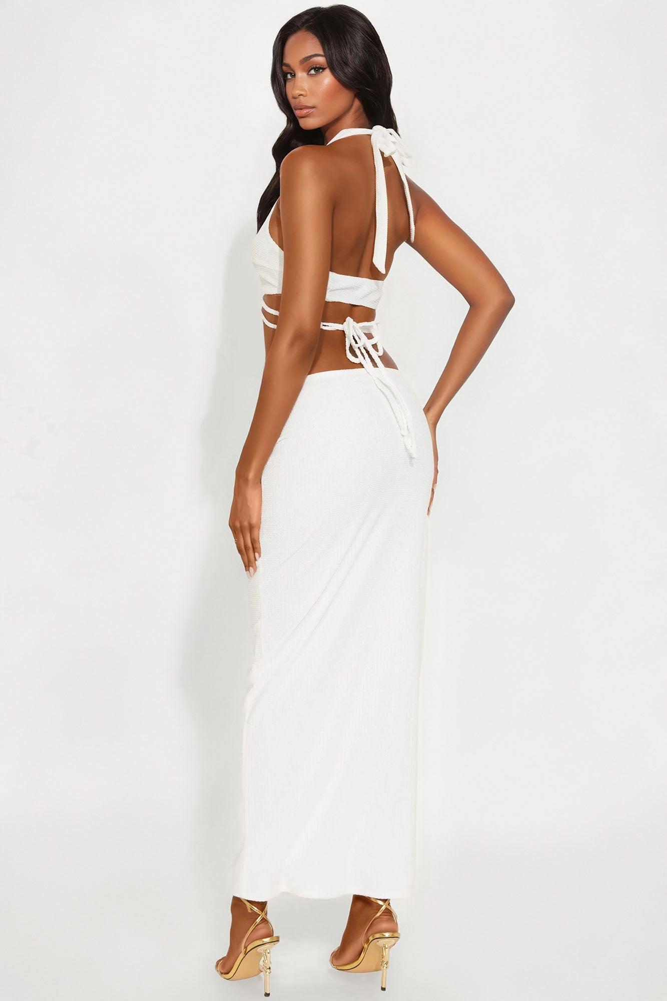 On Island Time Maxi Skirt Set - White Product Image