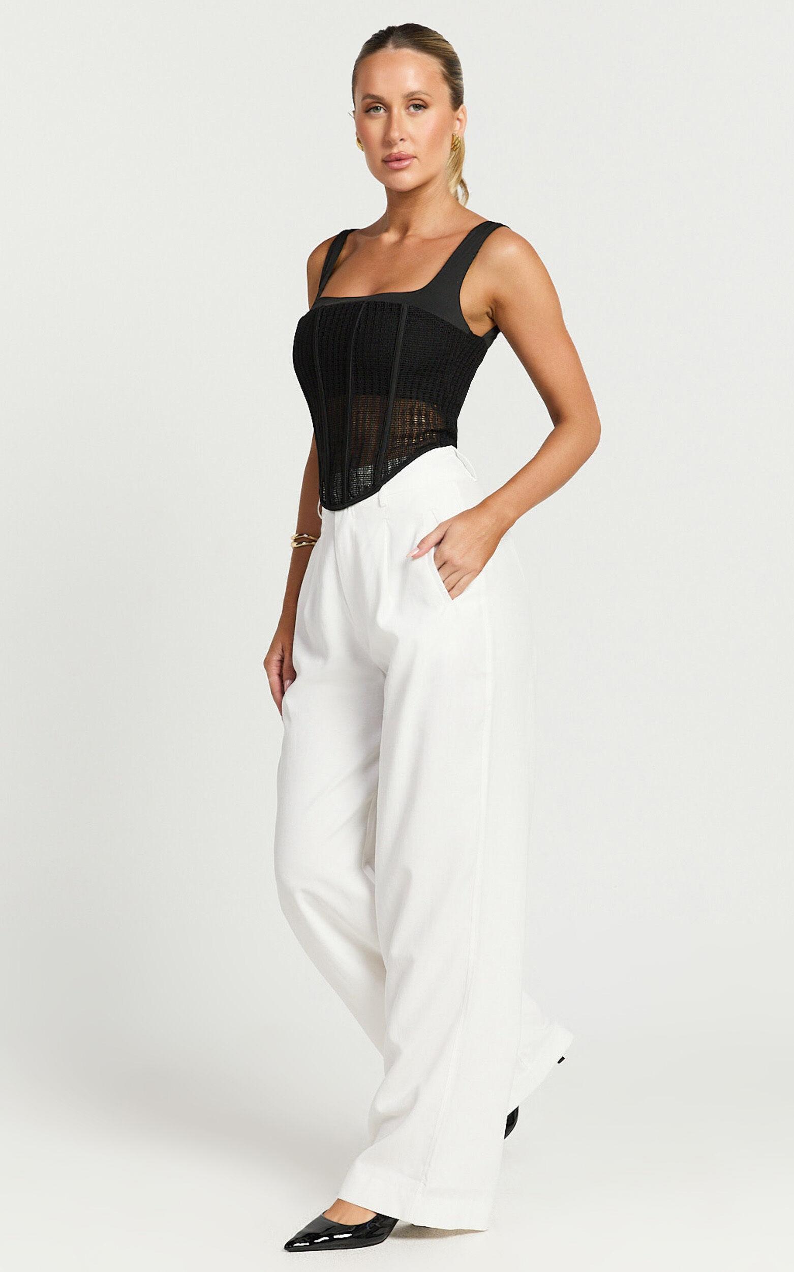 Augustus Pants - High Waisted Wide Leg Tailored Pants in White Product Image