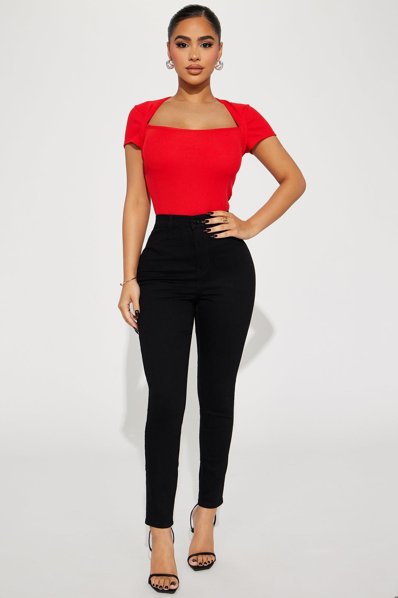 Haley Ribbed Top - Red Product Image