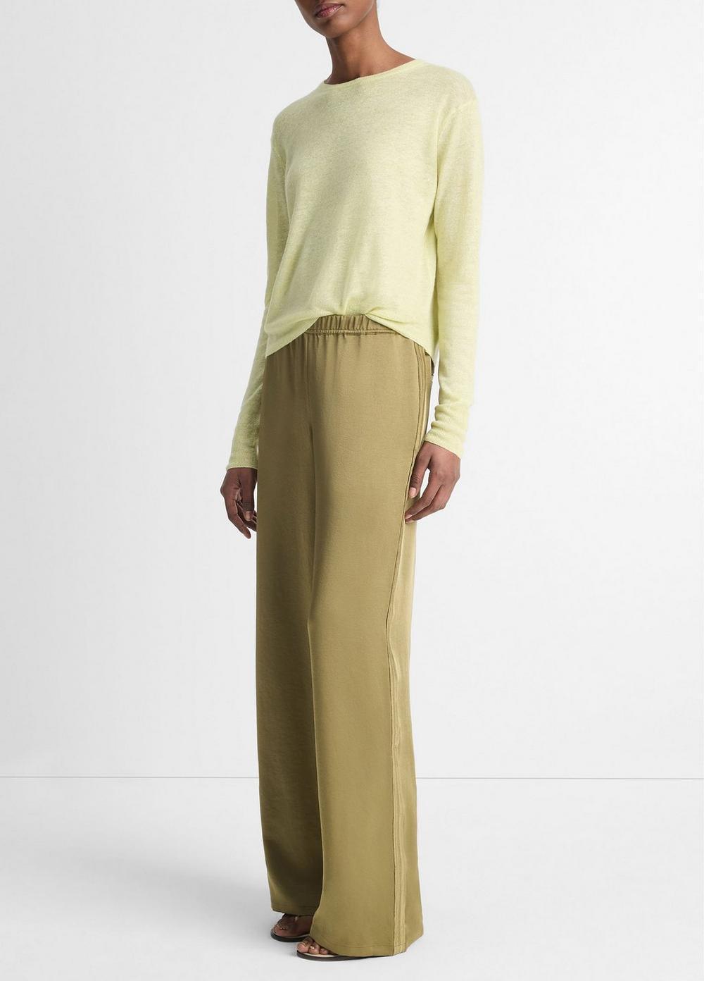 Womens Side-Stripe Satin Low-Rise Wide-Leg Pant, Coastal Blue, Size XXS Vince Product Image