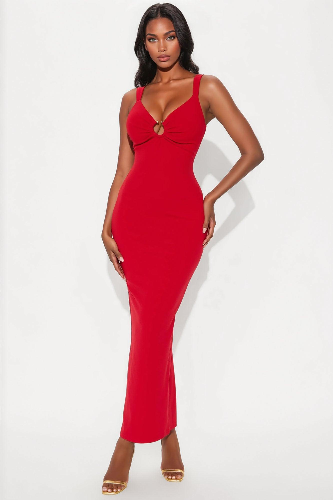 Katrina Backless Maxi Dress - Red Product Image