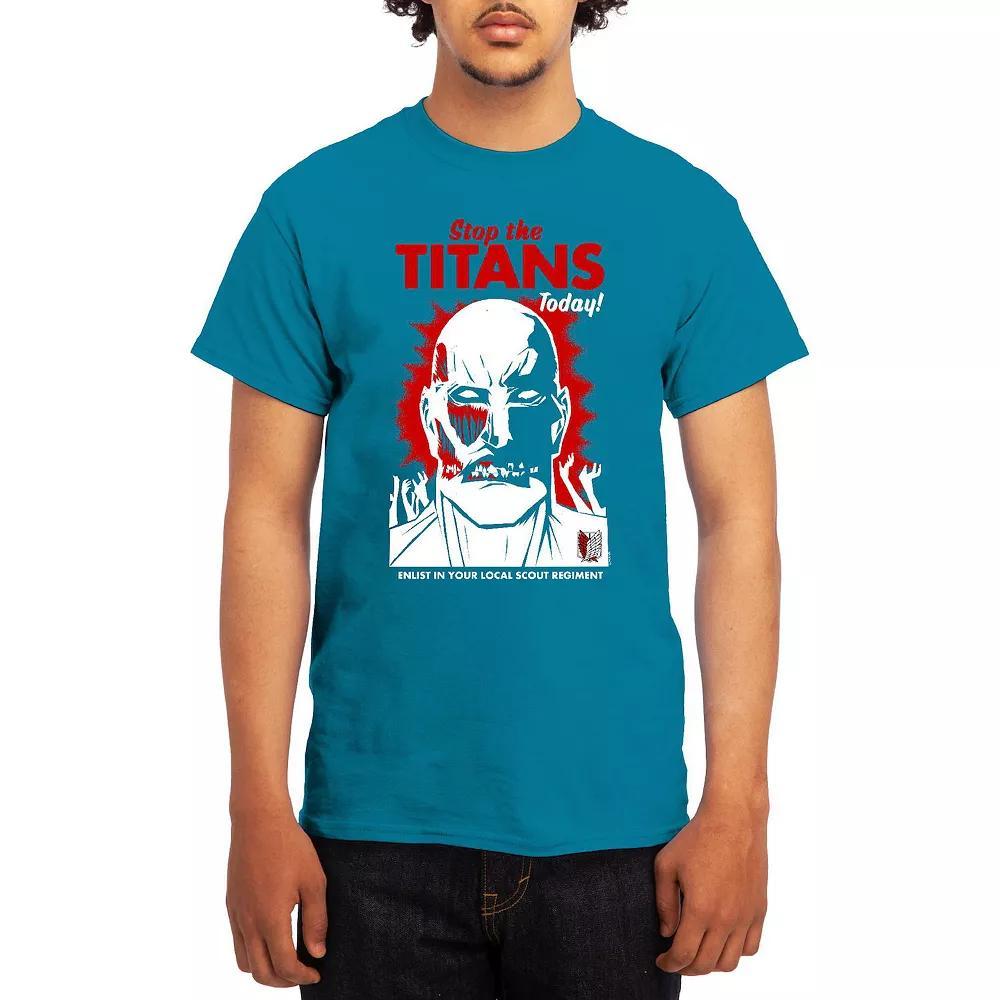 Men's Attack on Titan Titan Silhouette Sunset Tee, Size: Large, Turquoise Product Image