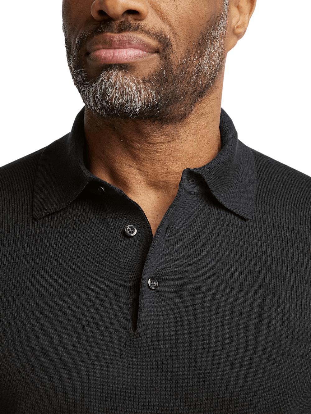 Supima Cotton Three Button Polo - Navy Product Image