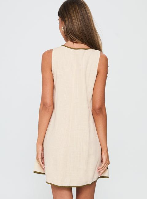 All My Loving Contrast Babydoll Mini Dress Cream Product Image