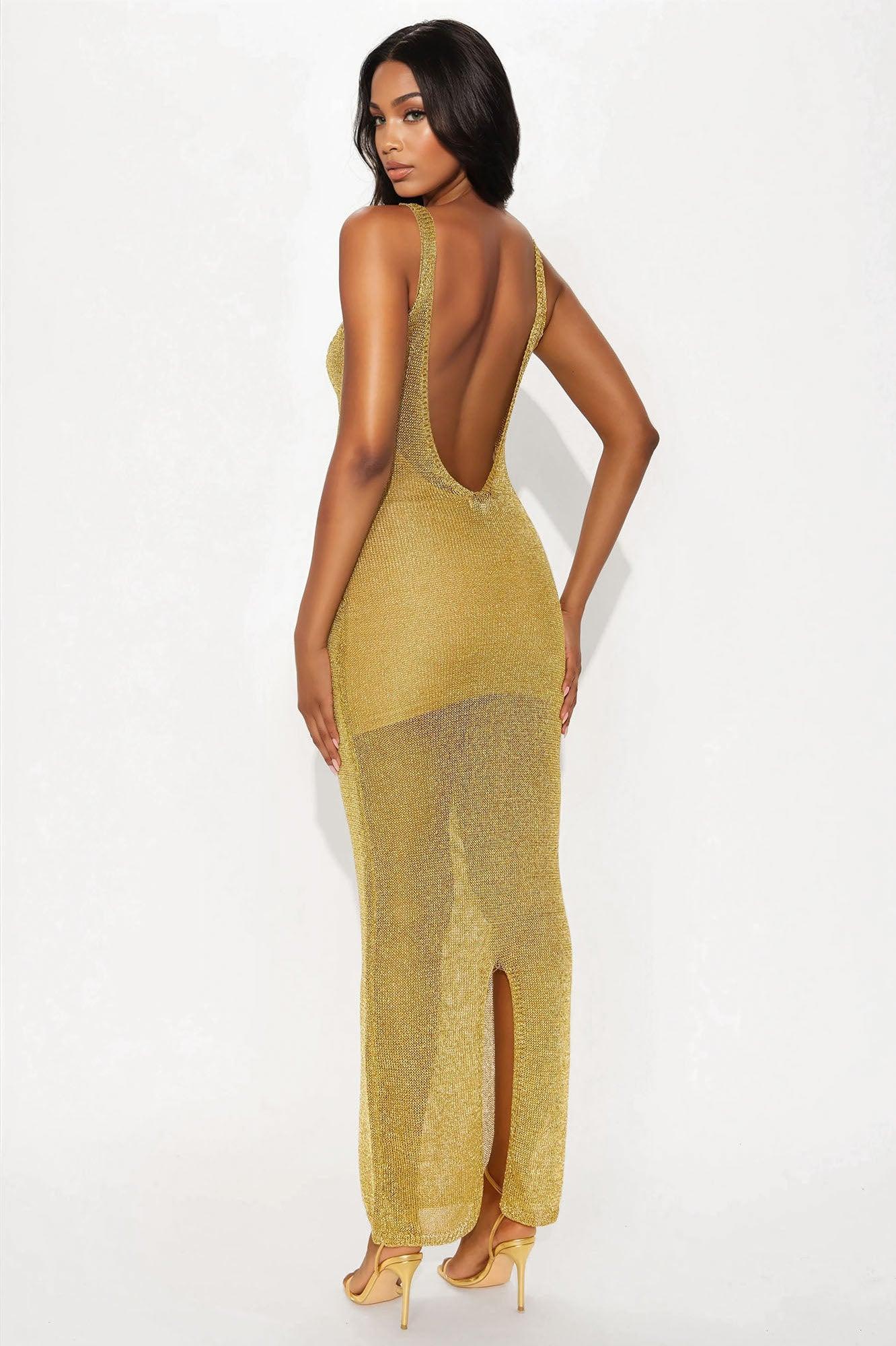 Kali Metallic Maxi Dress - Gold Female Product Image