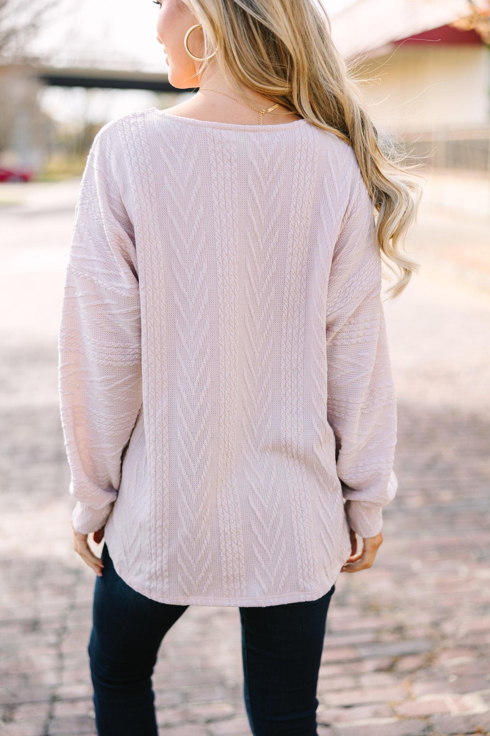 The Slouchy Taupe Brown Cable Knit Top Female Product Image