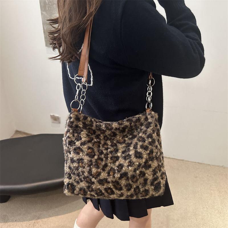 Leopard Patterned Boucle Tote Bag Product Image