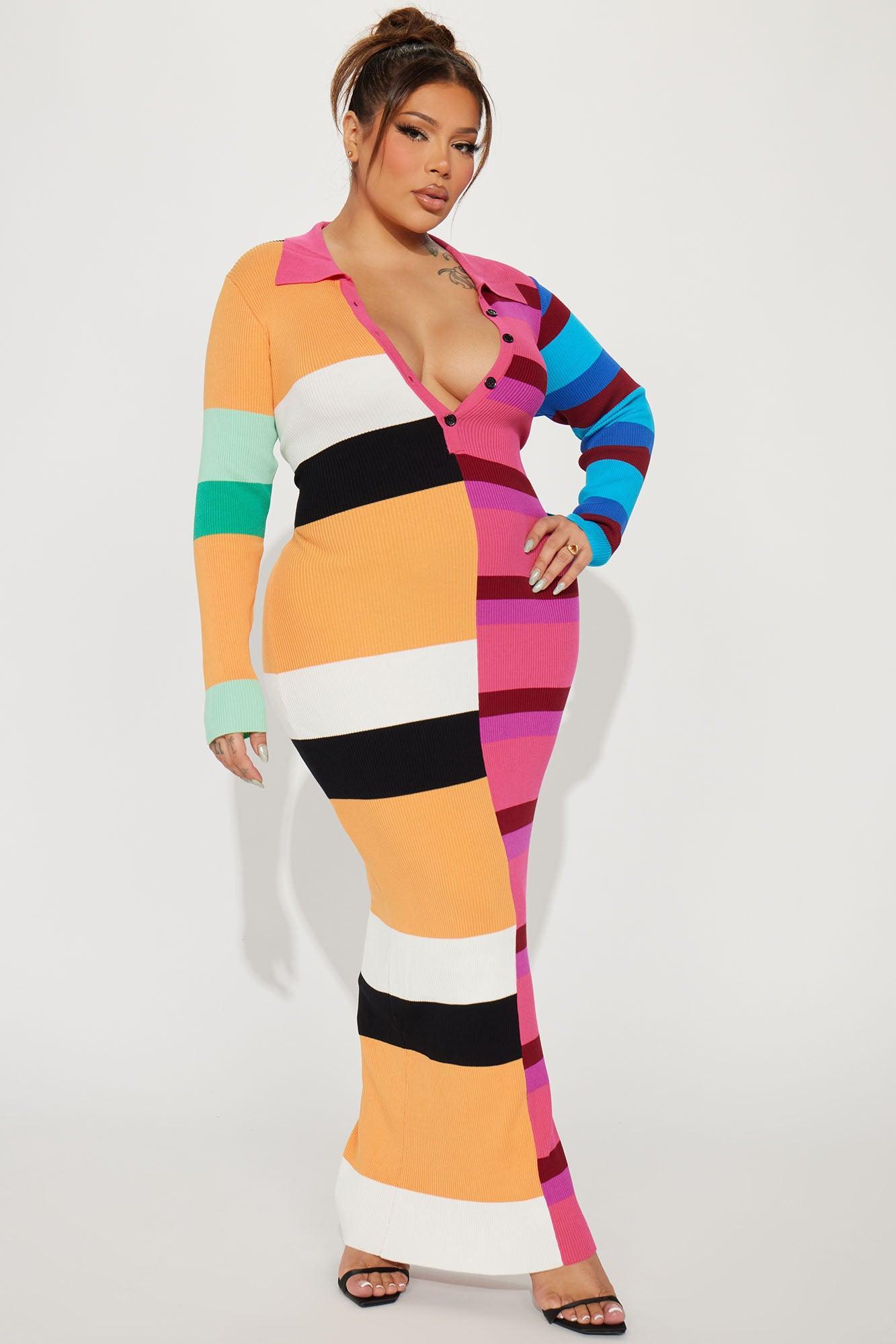 Peri Striped Sweater Maxi Dress - Multi Color Product Image