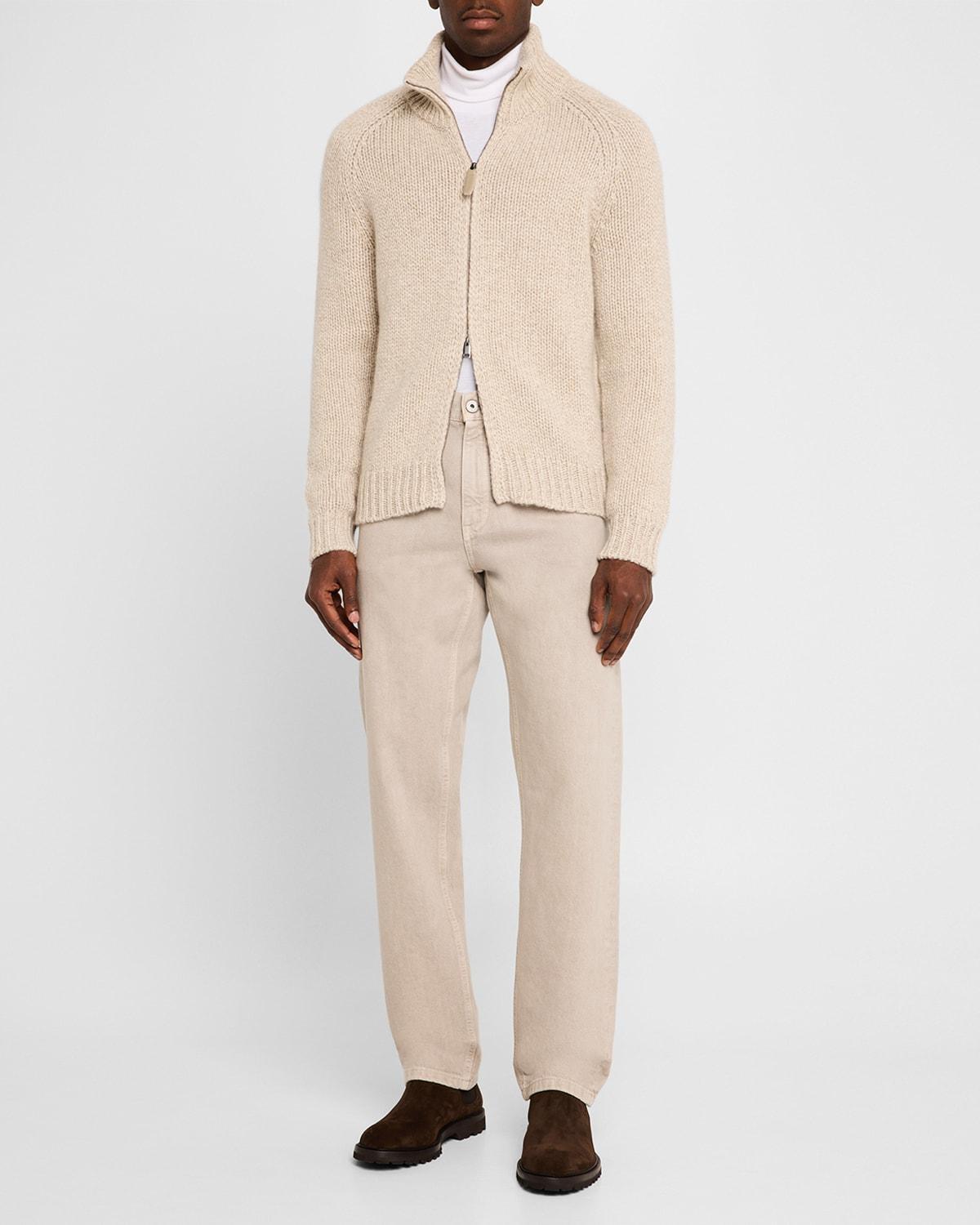 Mens Cashmere Mouline Zip Sweater Product Image
